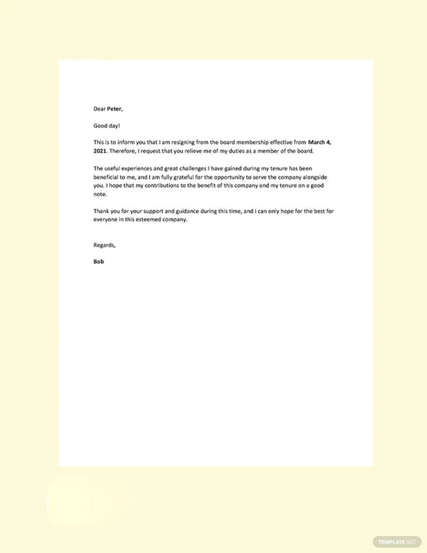 Board Resignation Letter Template In Word, Google Docs, Pages, Pdf with Board Resignation Letter Sample Template