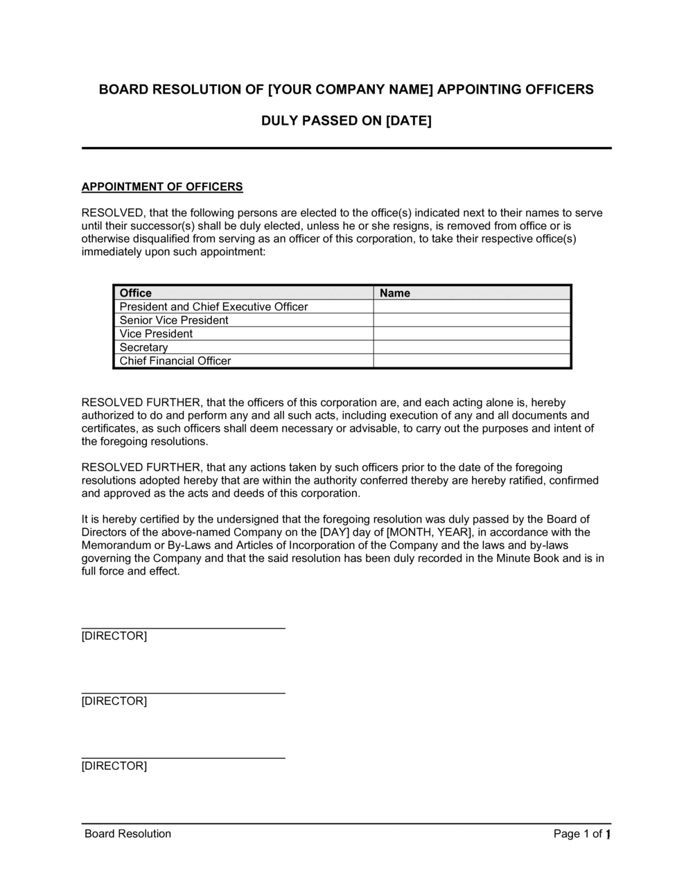 board resolution appointing officers template 2024 download docx inside board resolution template sample Board Resolution Appointing Officers Template 2024 [Download .Docx inside Board Resolution Template Sample