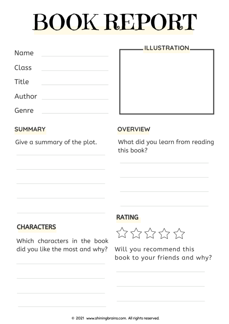 Book Report Sample Template