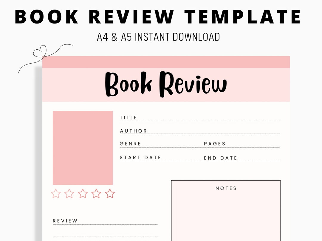 Book Review Template, Printable Reading Journal, Book Review Planner, Reading Tracker, Avid Readers Book Worm, Book Review Journal Printable - Etsy intended for Book Review Sample Template