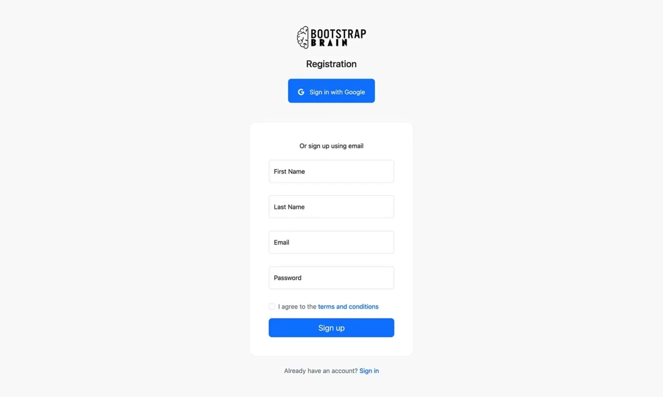 Bootstrap Signup Form Example - Bootstrapbrain intended for Sign-Up Form Template Sample