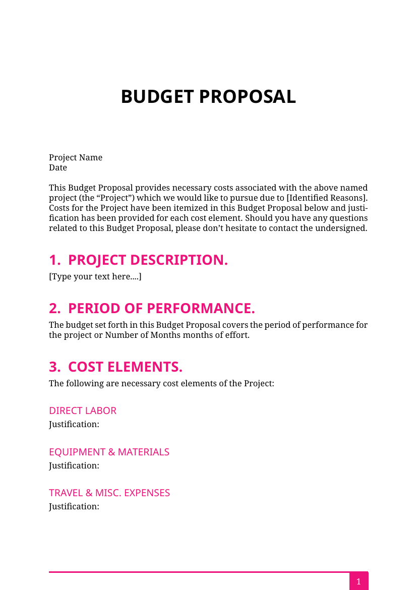 Budget Proposal Template - Proposals inside Budget Proposal Template Sample