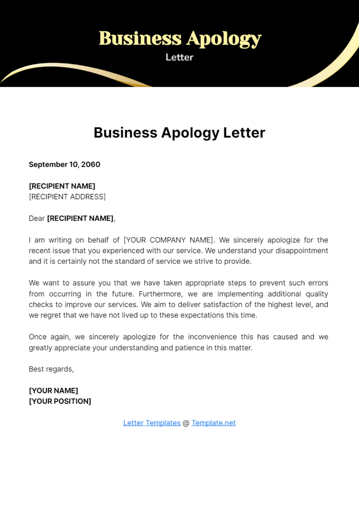 Business Apology Letter Template - Edit Online &amp;amp; Download Example inside Business Apology Letter Sample Template