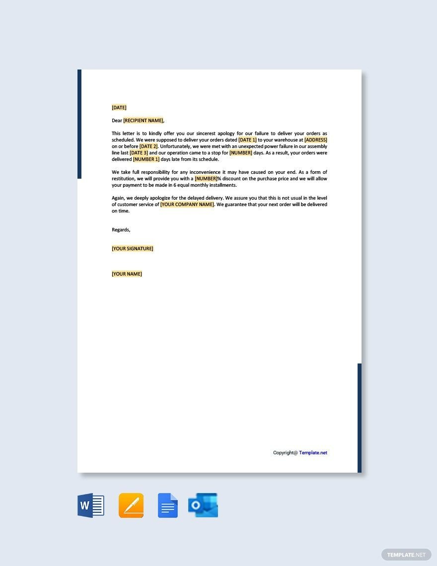 Business Apology Letter Template In Google Docs, Word, Pages within Business Apology Letter Sample Template