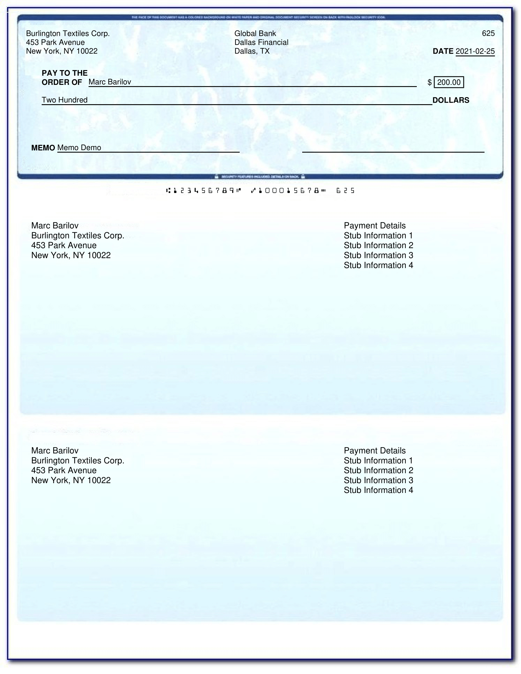 Business Check – S-Docs For Salesforce in Business Check Sample Template