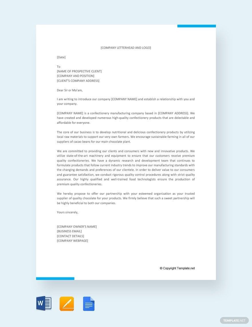 Business Introduction Letter Sample In Google Docs, Word, Pages for Business Introduction Letter Sample Templates