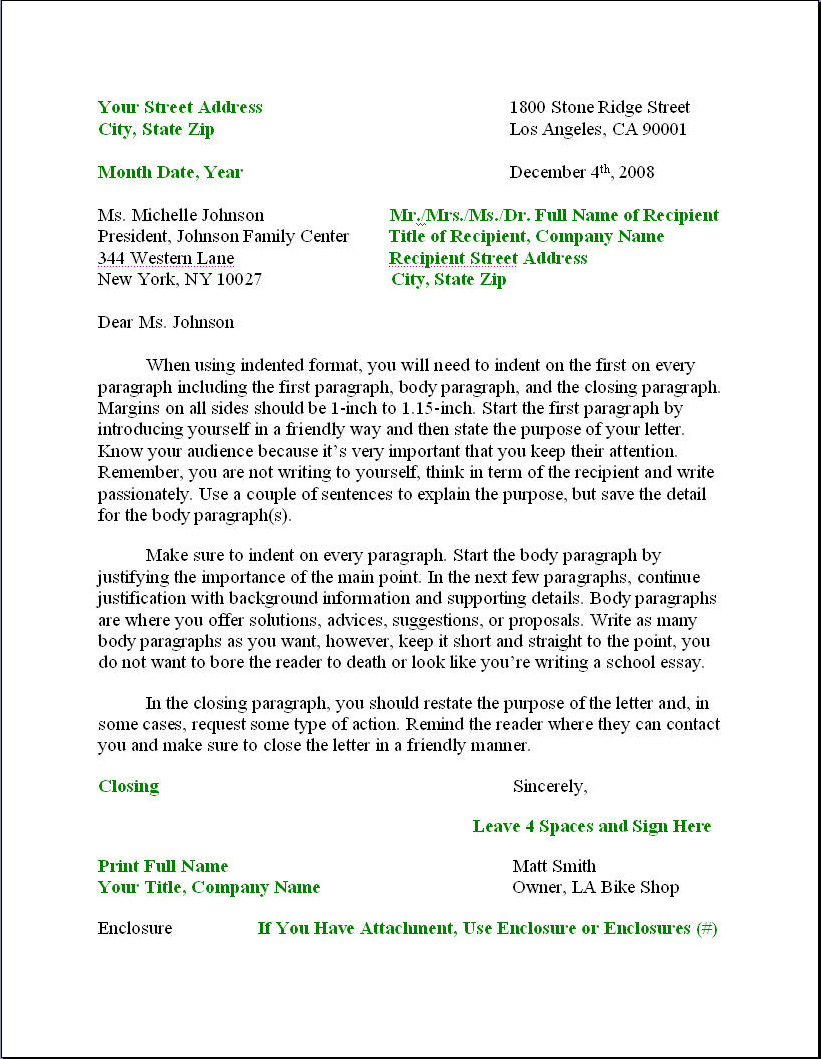 Business Letter Format – Formal Writing Sample, Template &amp;amp; Layout with Professional Writing Sample Template