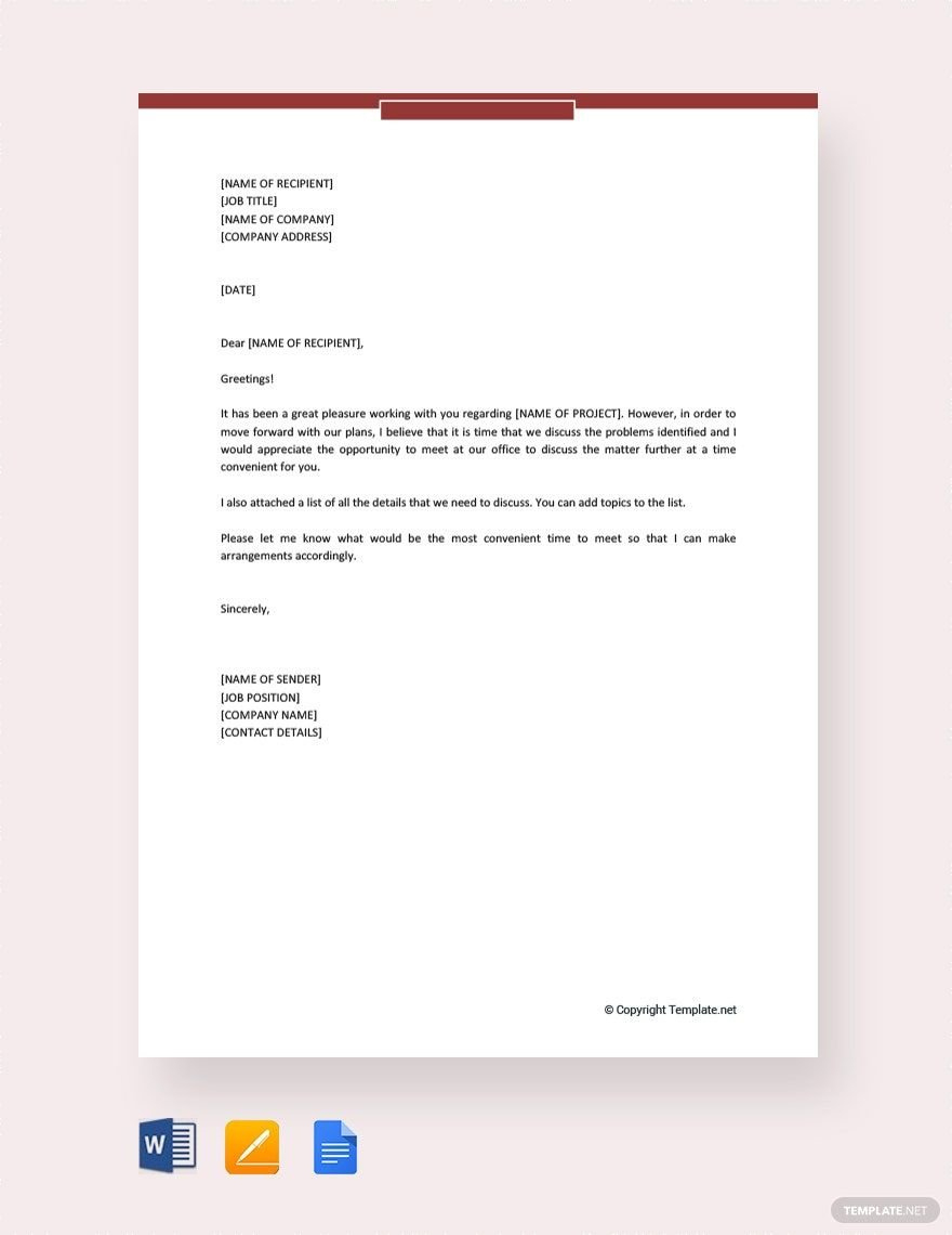 Business Meeting Letter Templates In Pdf - Free Download inside Meeting Notice Template Sample