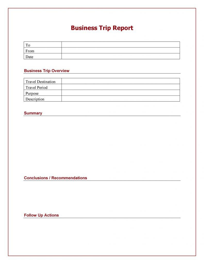 Business Trip Report Template Pdf regarding Sample Trip Report Template