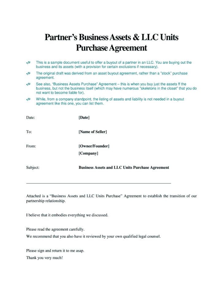 Buy-Sell Agreement Sample Template