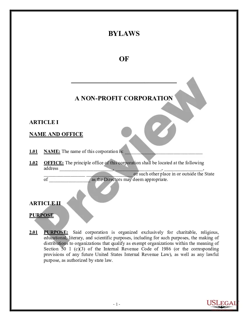 Bylaws For Nonprofit Template | Us Legal Forms intended for Nonprofit Bylaws Template Sample