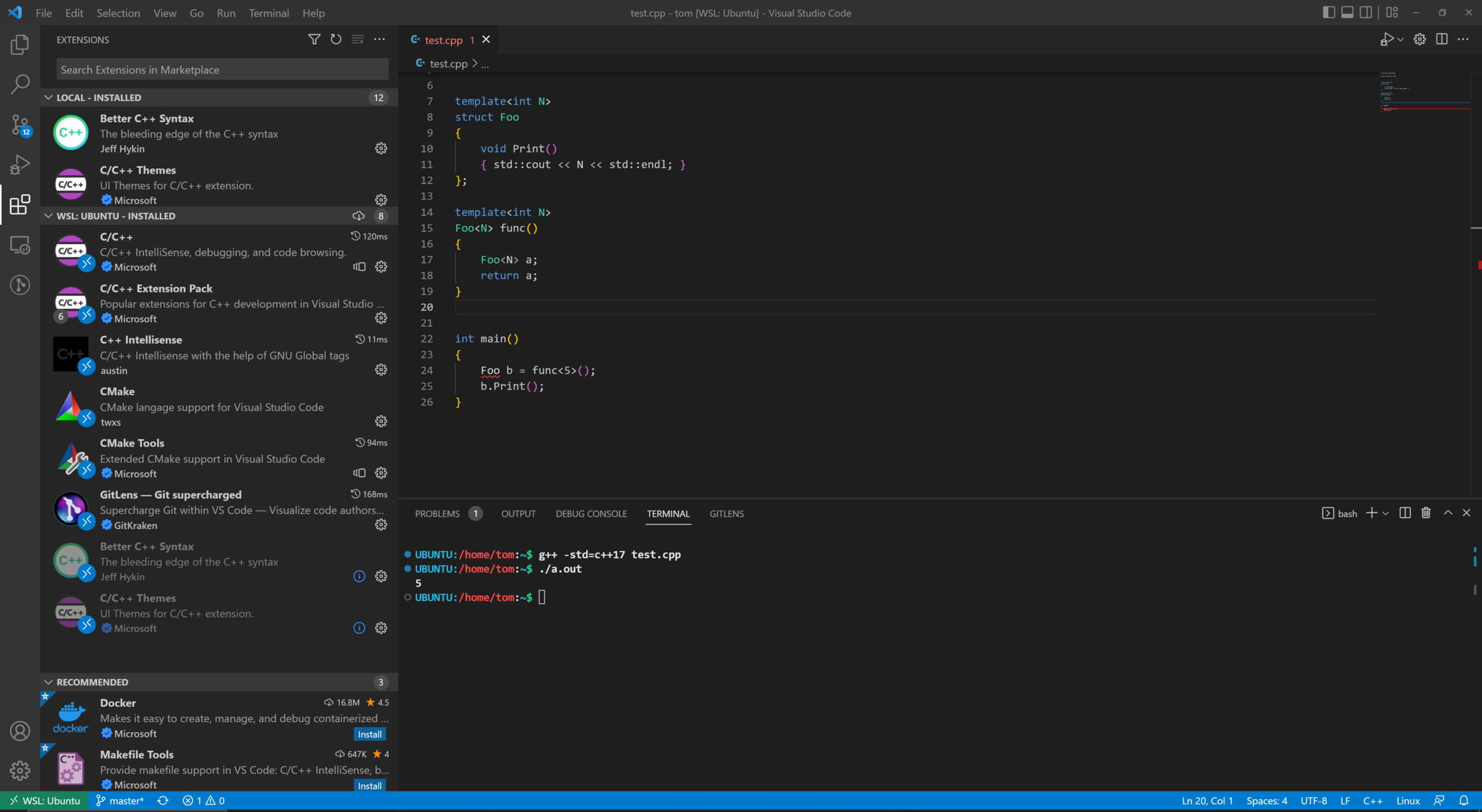 C++ - Vs Code Intellisense Broken With C++17 Explicit Template for Intellisense Provide Sample Template Arguments