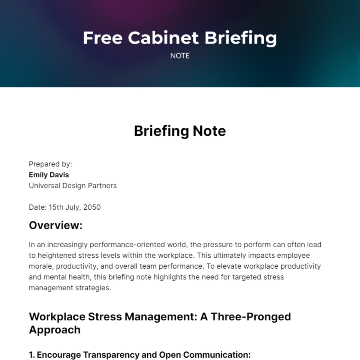 Cabinet Briefing Note Template - Edit Online &amp;amp; Download Example pertaining to Briefing Note Sample Templates