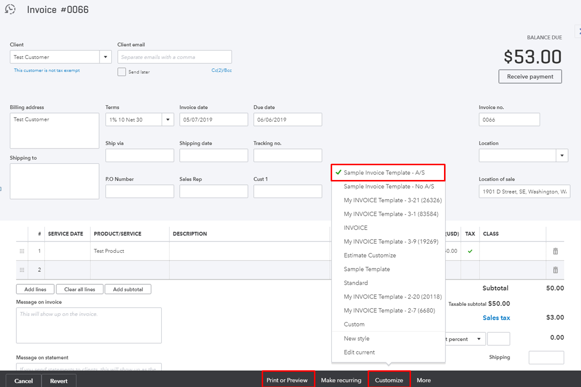 Can I Create Multiple Invoice Templates For The Same Client? intended for Quickbooks Sample Invoice Template