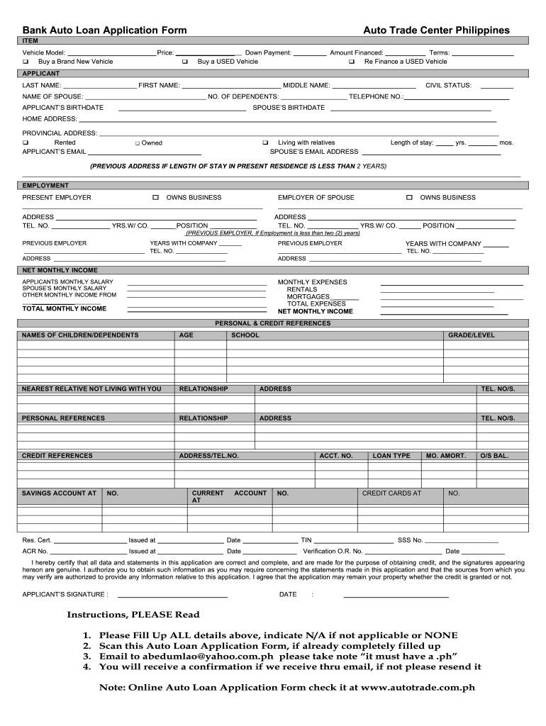 Car Loan Application Form Template: Fill Out &amp;amp; Sign Online | Dochub in Loan Application Form Sample Template