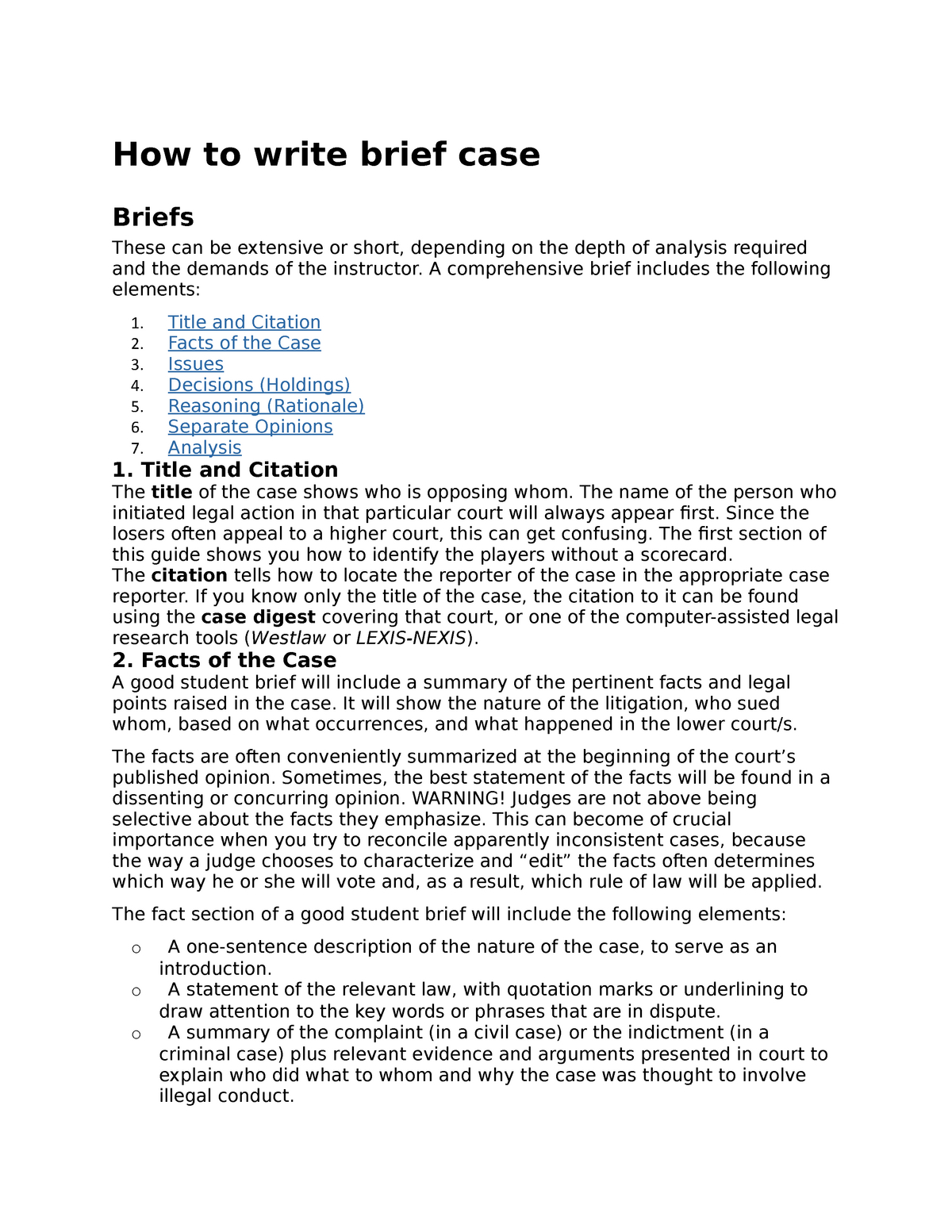 Case Brief Template 04 - How To Write Brief Case Briefs These Can throughout Case Brief Format Sample Template