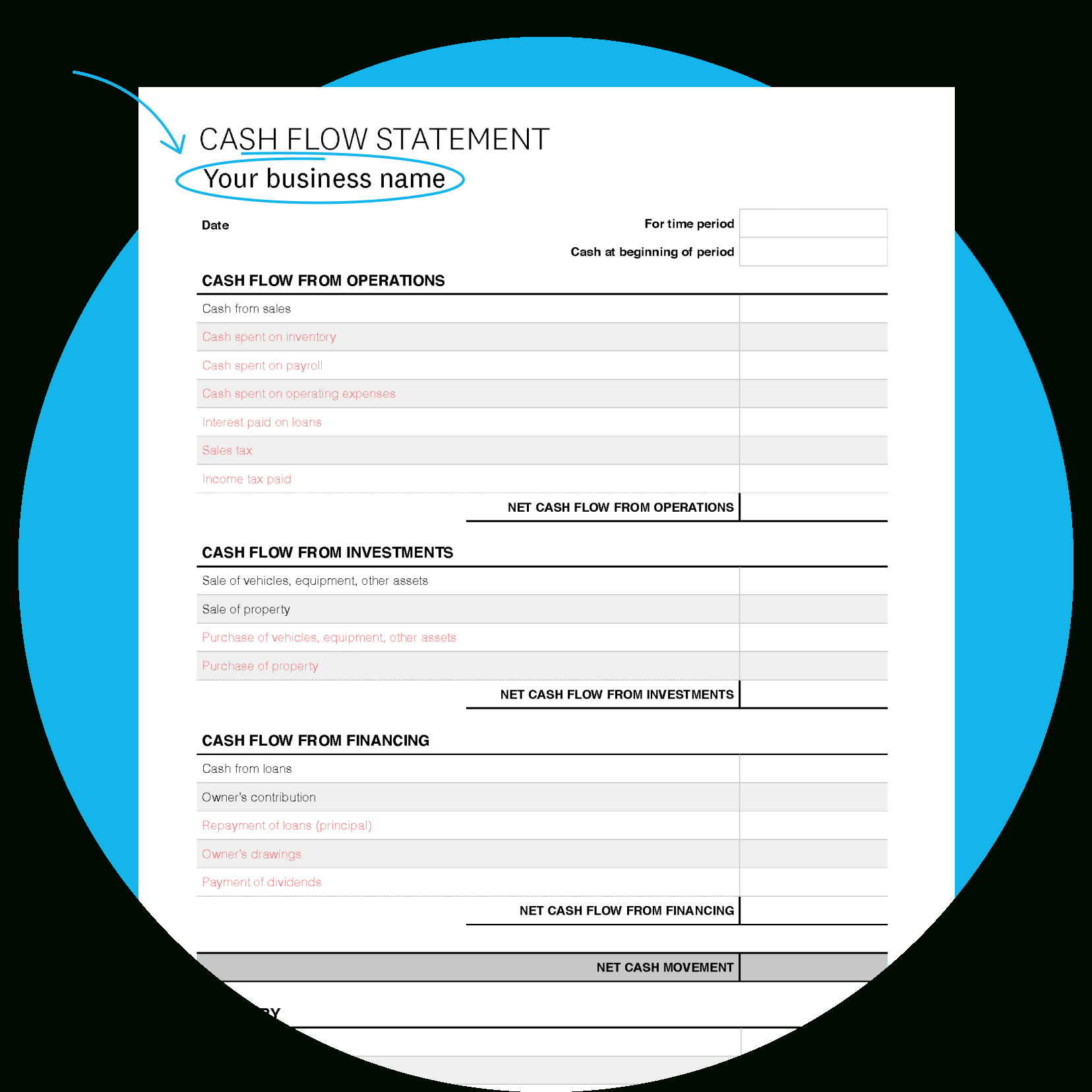 Cash Flow Statement Template | Xero Us pertaining to Cash Flow Sample Template