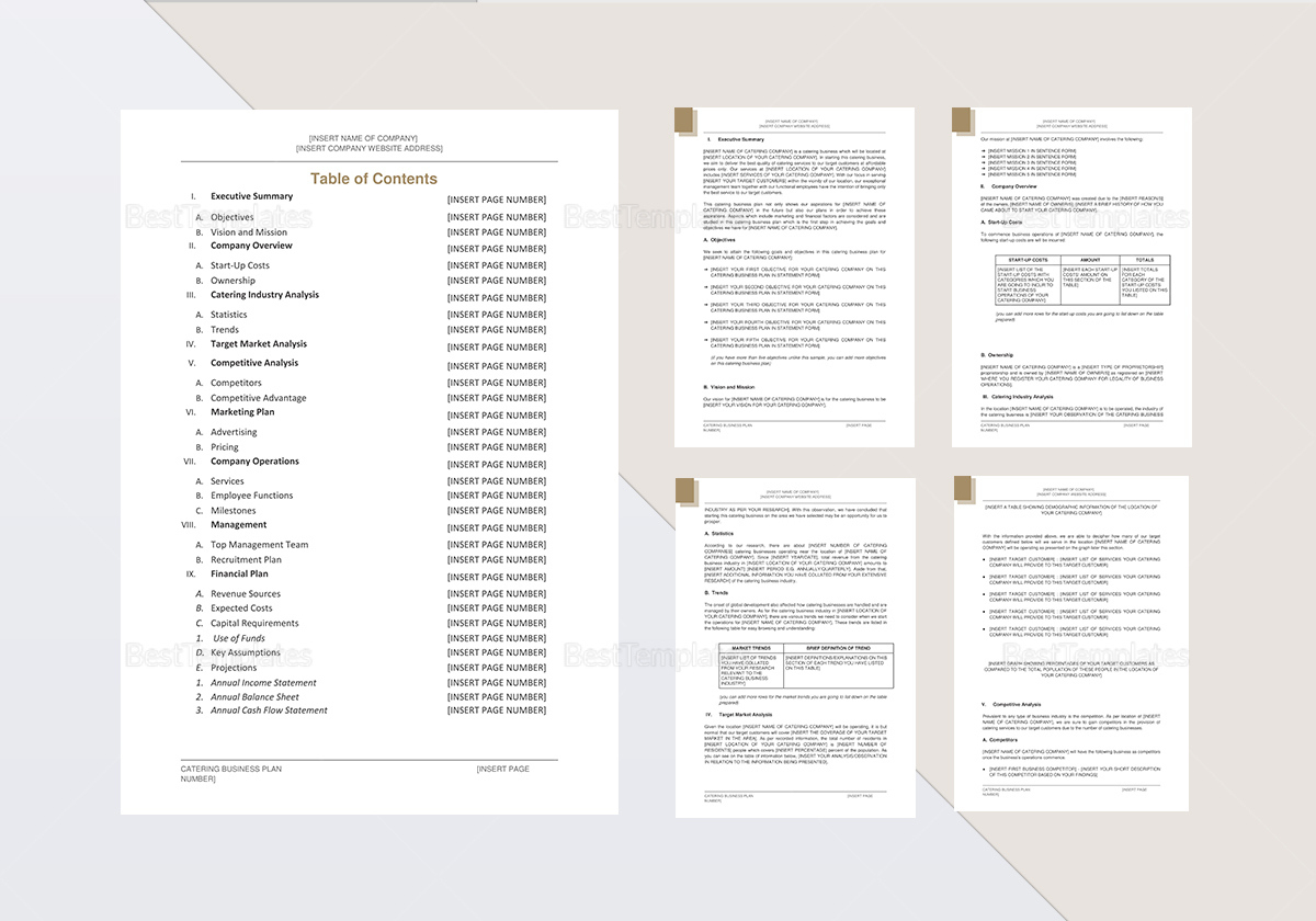 Catering Business Plan Template In Word, Google Docs, Apple Pages within Catering Business Plan Sample Template