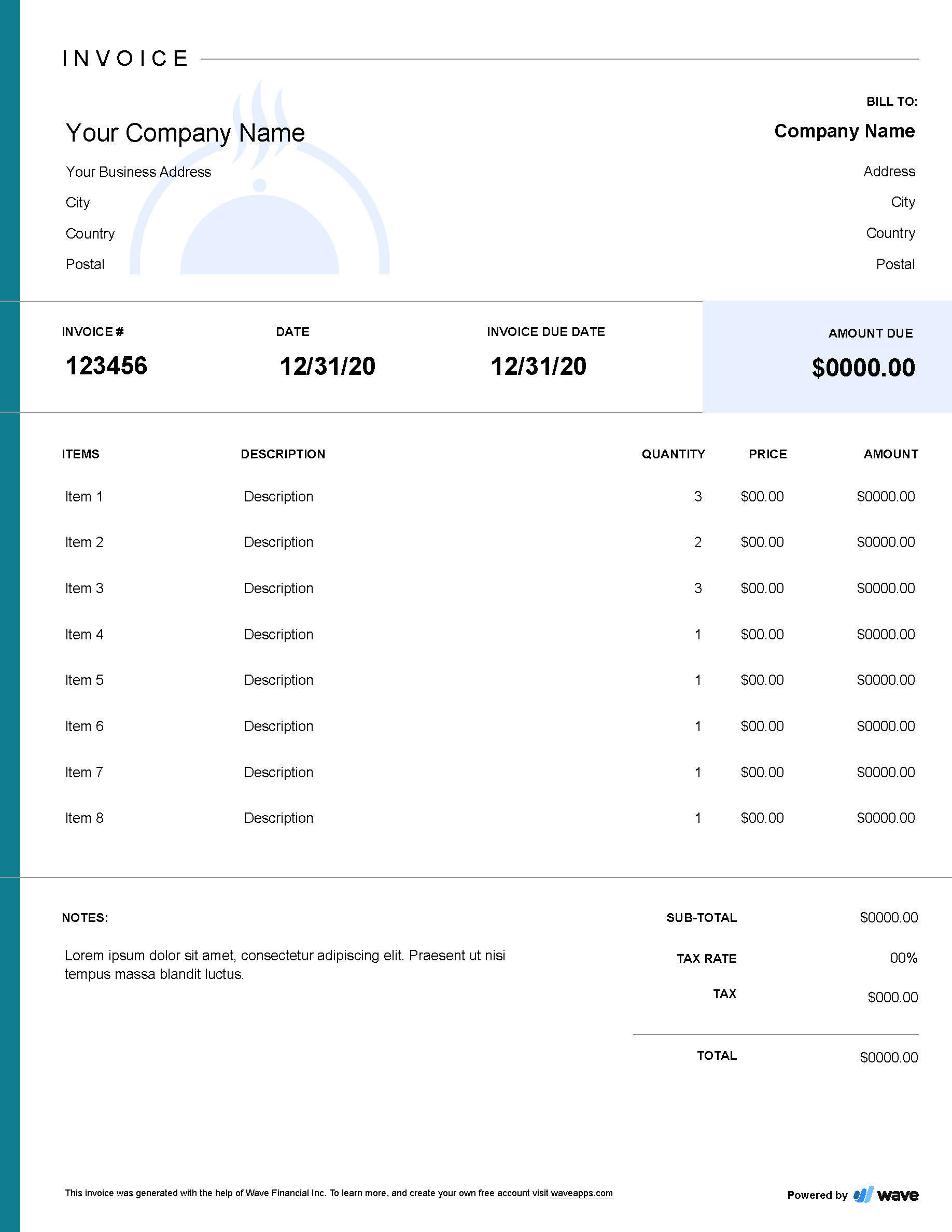 Catering Invoice Template - Wave Financial intended for Catering Invoice Sample Template