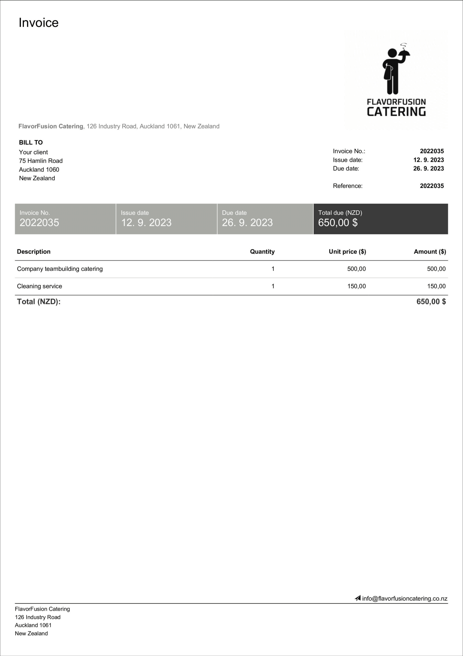 Catering Invoice Templates - Free &amp;amp; Editable | Billdu for Catering Invoice Sample Template