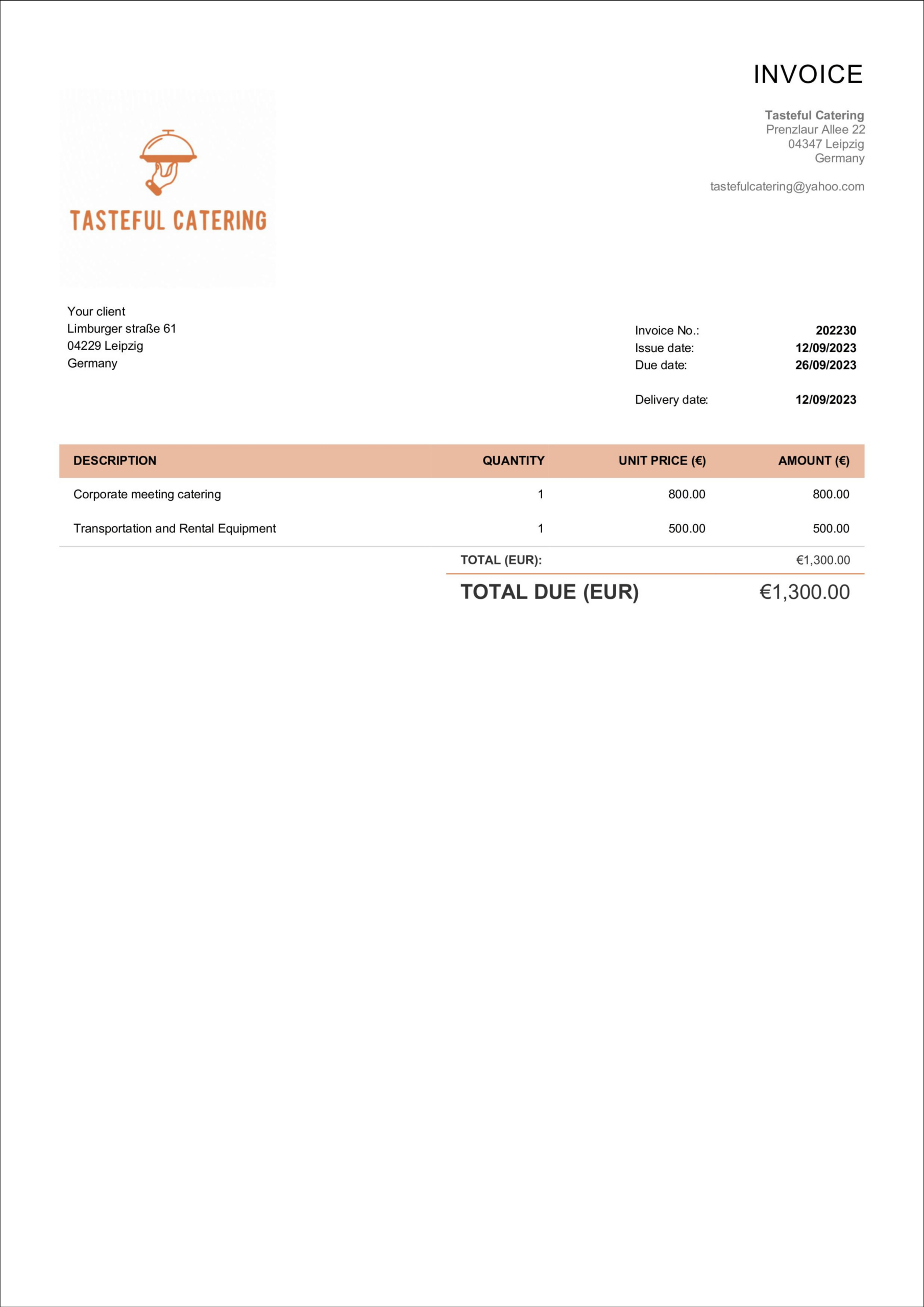 Catering Invoice Templates - Free &amp;amp; Editable | Billdu inside Catering Invoice Sample Template