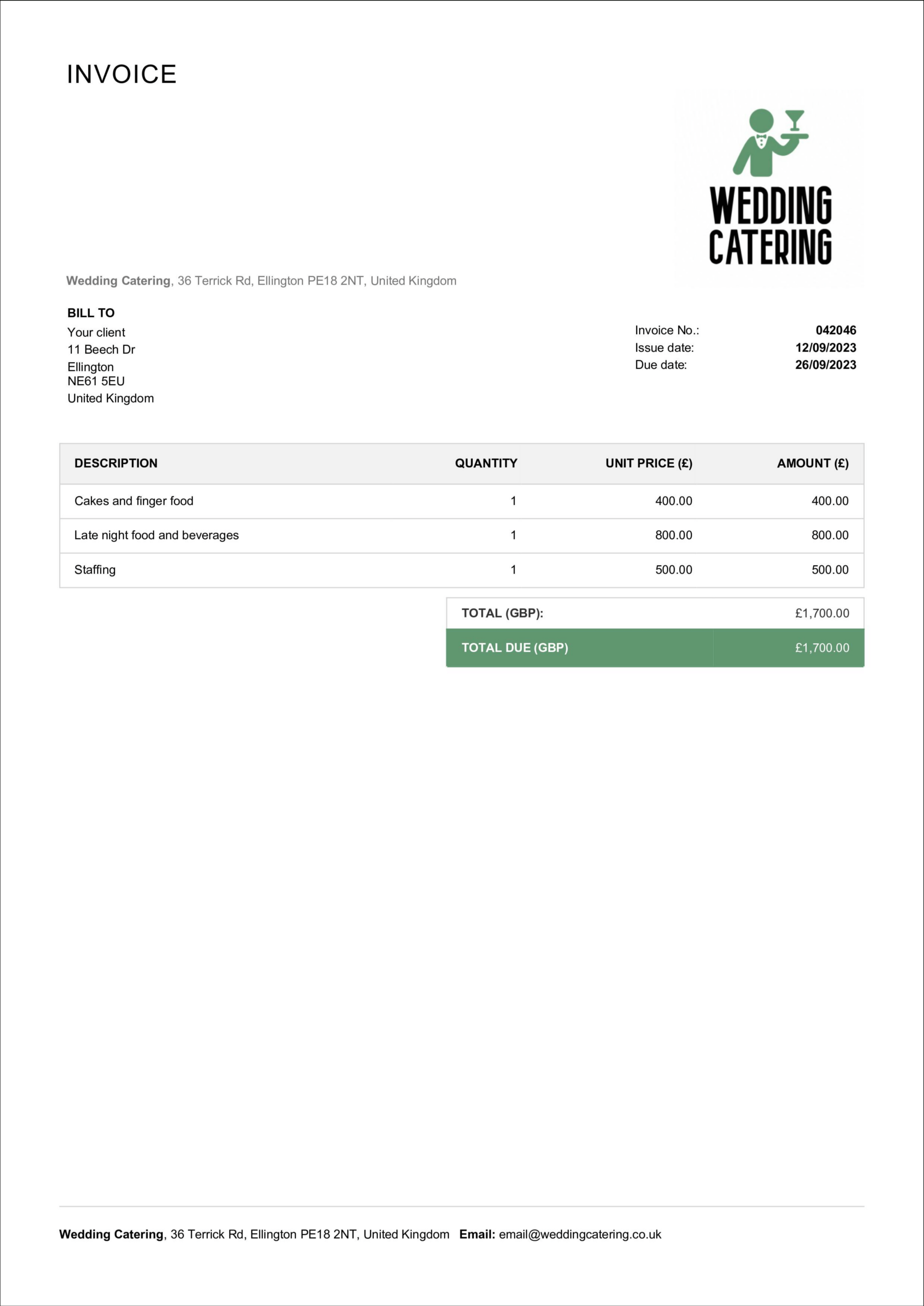 Catering Invoice Templates - Free &amp;amp; Editable | Billdu regarding Catering Invoice Sample Template