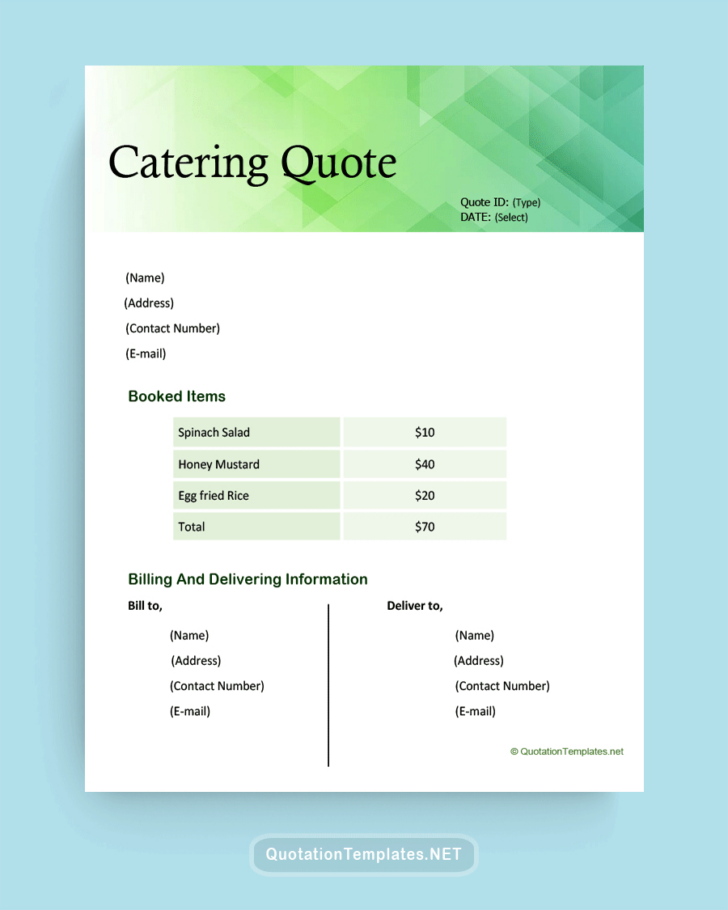 Catering Quote Sample Template