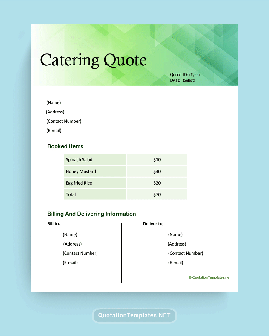 Catering Proposal And Quote Template – Quote Templates intended for Catering Quote Sample Template