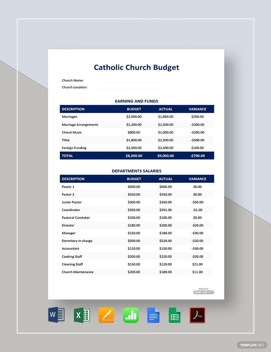 Catholic Church Budget Templates In Word, Google Docs, Excel with Church Budget Sample Template