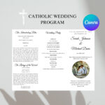 Catholic Wedding Program Template Canva Trifold Catholic Program In Catholic Wedding Program Template Sample