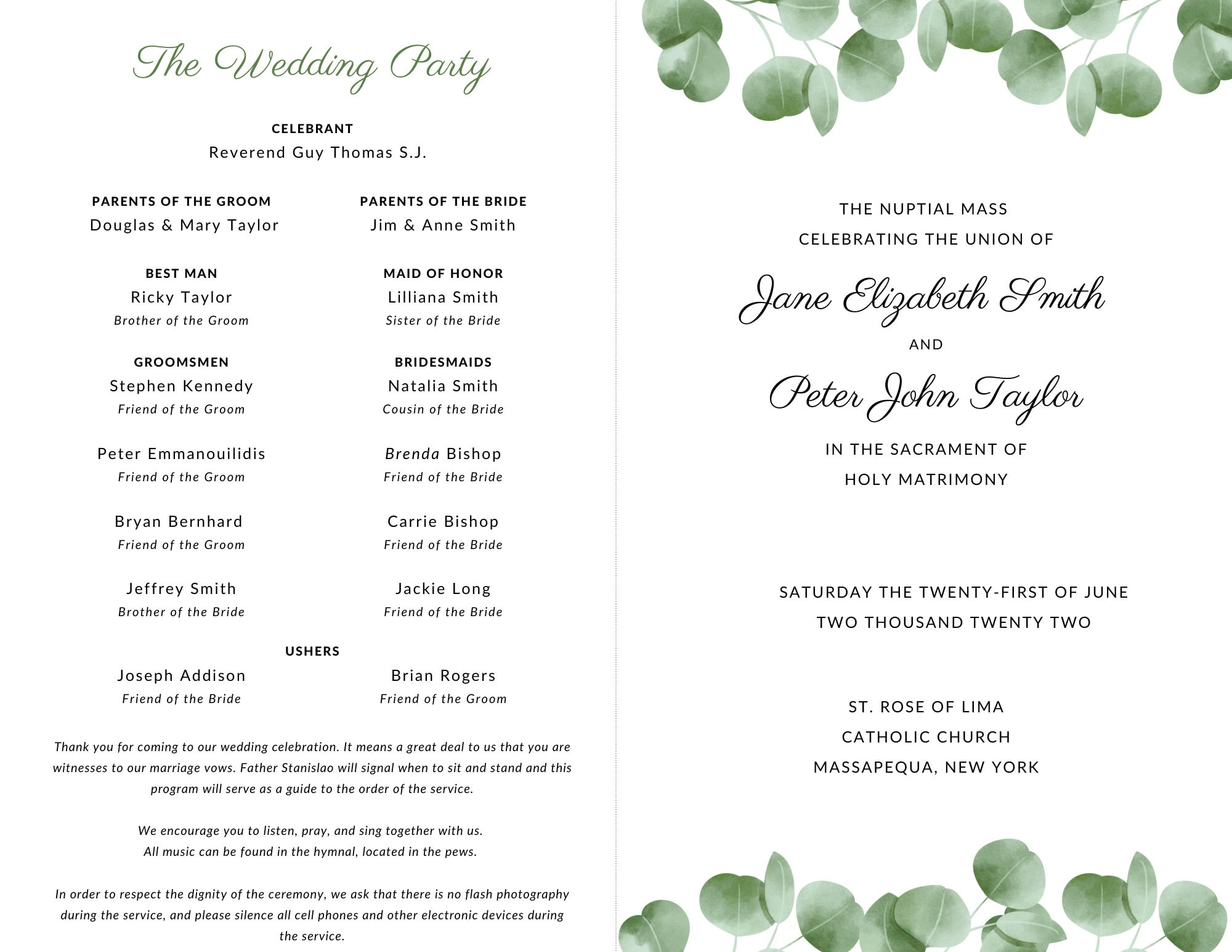 Catholic Wedding Program Template, Last Minute Catholic Wedding throughout Catholic Wedding Program Template Sample