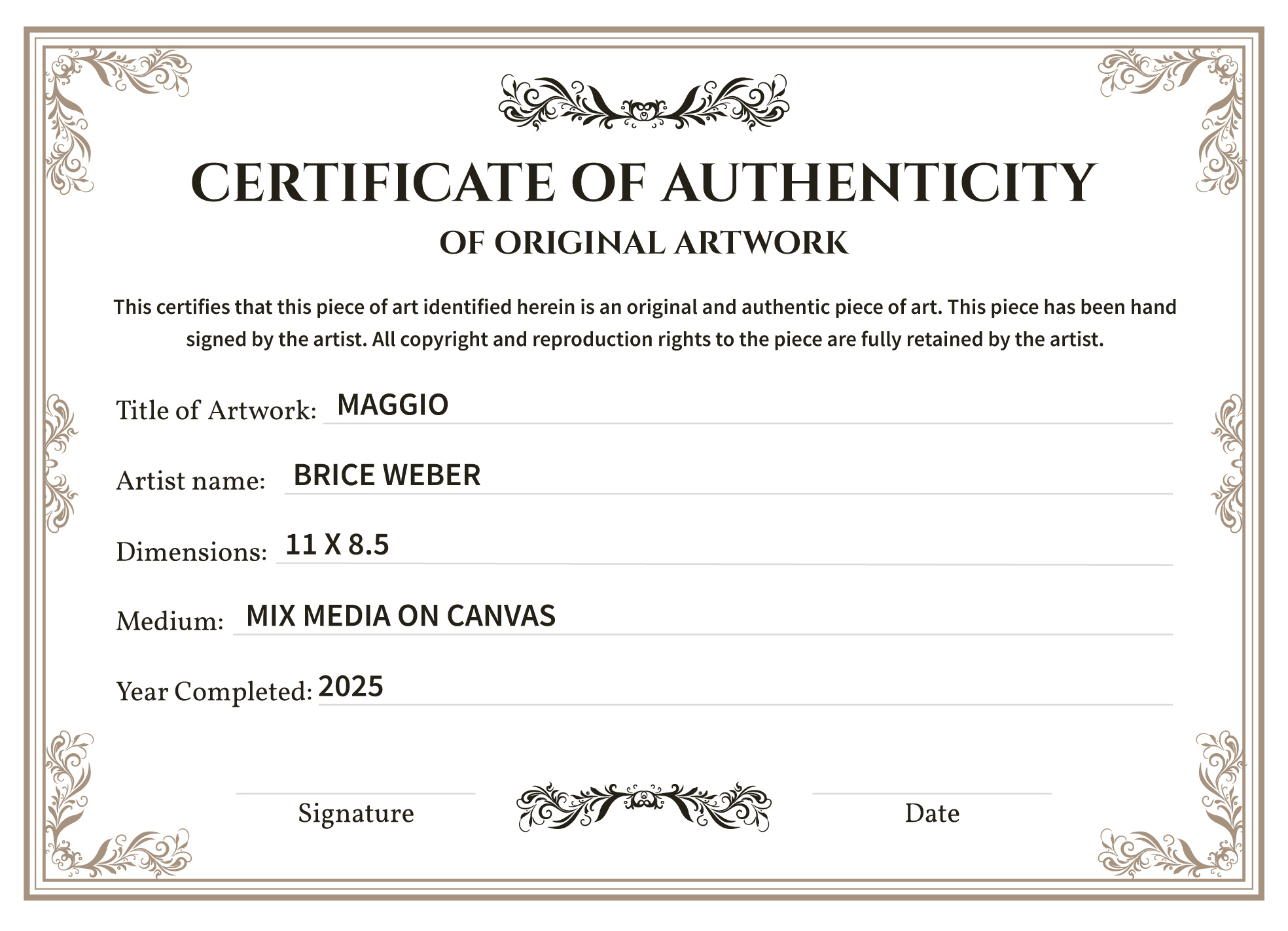 Certificate Of Authenticity Free Google Docs Template - Gdoc.io intended for Certificate of Authenticity Sample Template