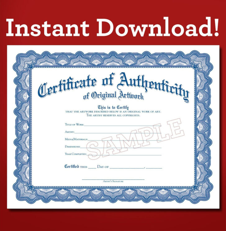 Certificate of Authenticity Sample Template