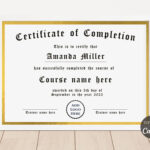 Certificate Of Completion Template, Editable Certificate Template With Certificate Of Completion Template Sample