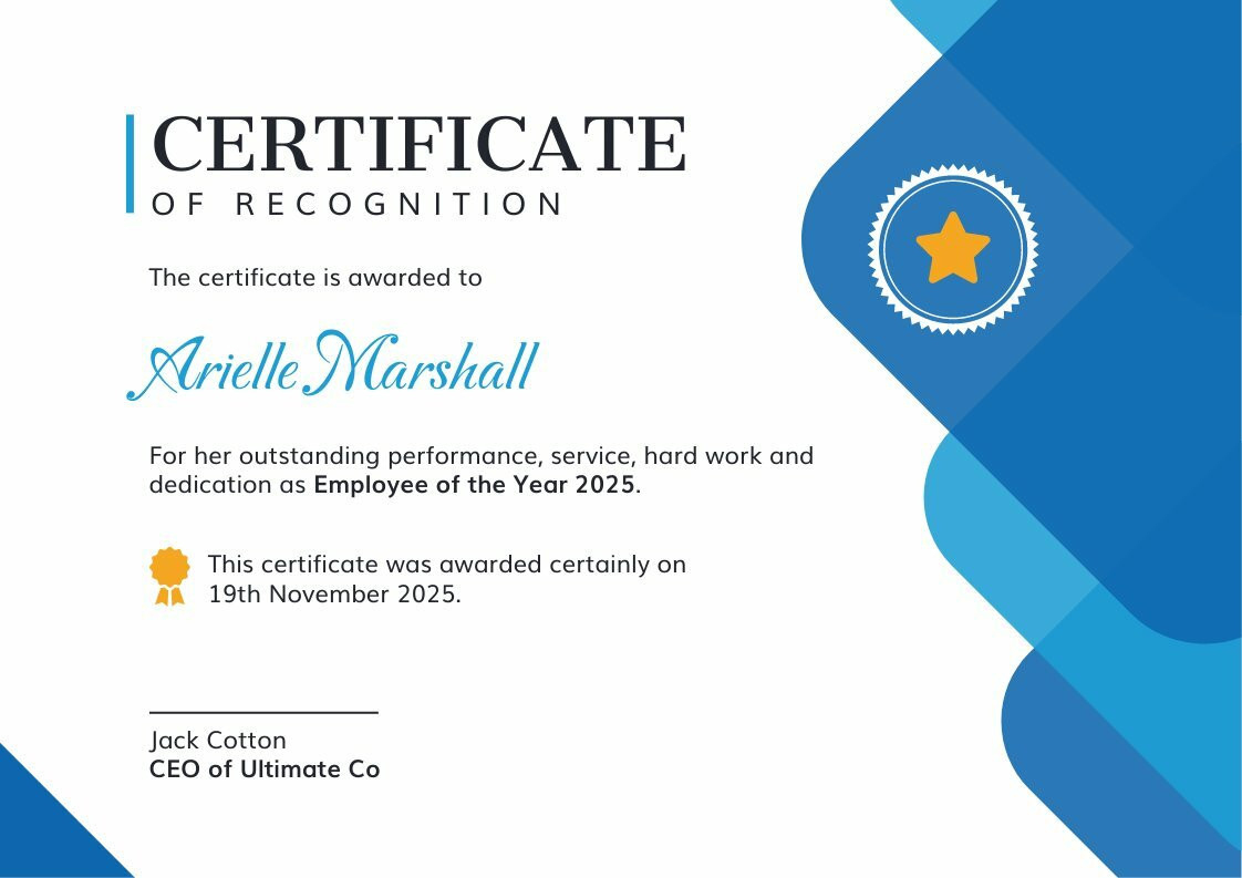 Certificate Of Recognition - Piktochart intended for Certificate Of Recognition Template Sample