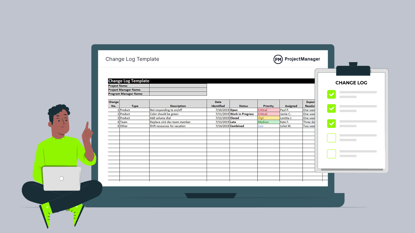 Change Log Template (Free Excel Download) - Projectmanager inside Change Request Template Sample