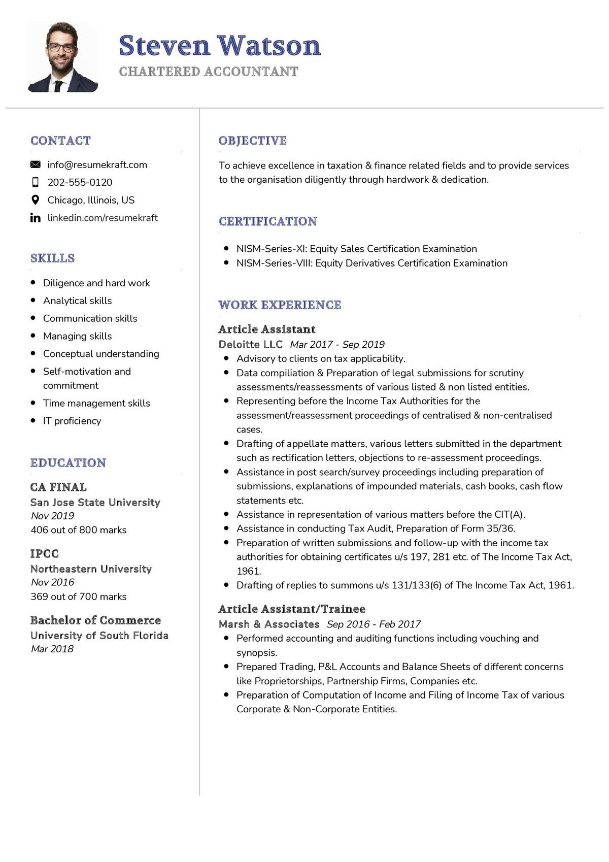 Chartered Accountant Cv Example In 2024 - Resumekraft intended for Accountant Cv Template Sample