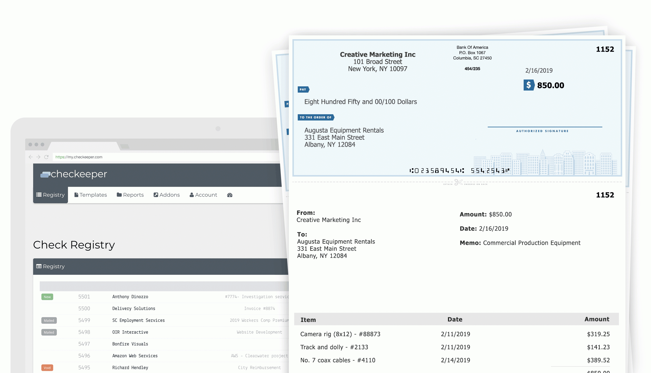 Checkeeper | Online Check Printing Software inside Business Check Sample Template