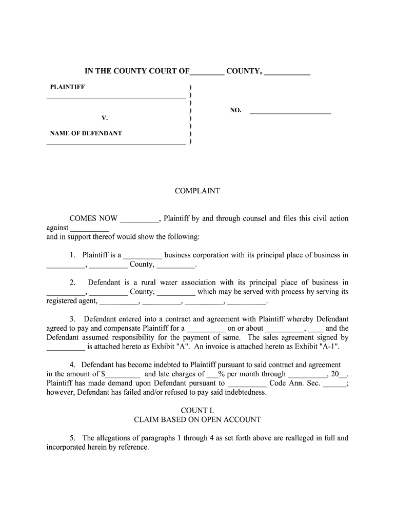 Civil Complaint: Get A Template | Airslate Signnow in Lawsuit Complaint Sample Template