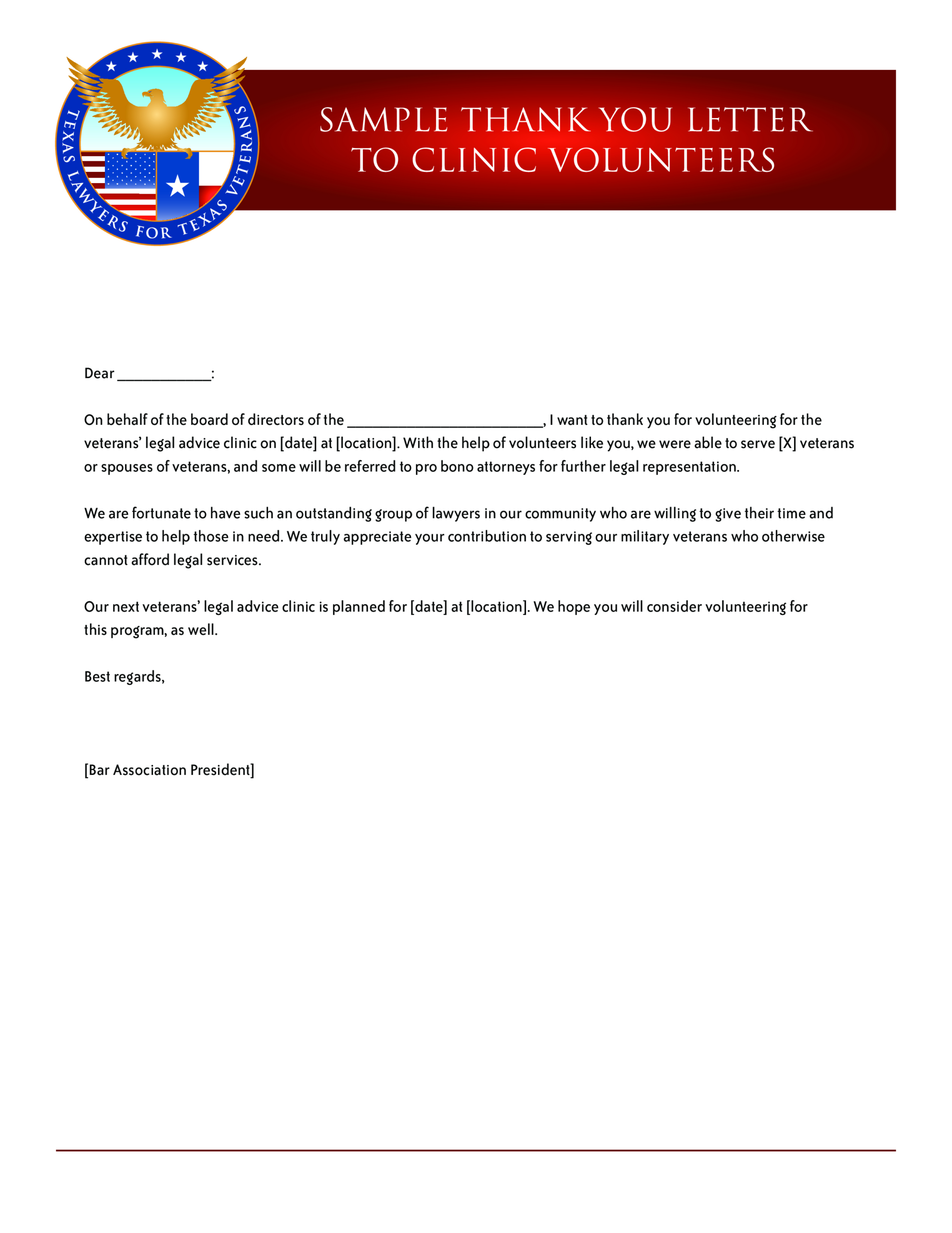 Clinic Volunteer Thank You Letter | Templates At regarding Volunteer Thank You Letter Sample Template