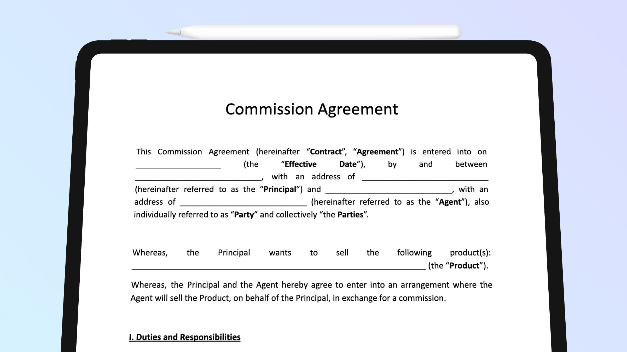 Commission Agreement Sample Template | Template Samples