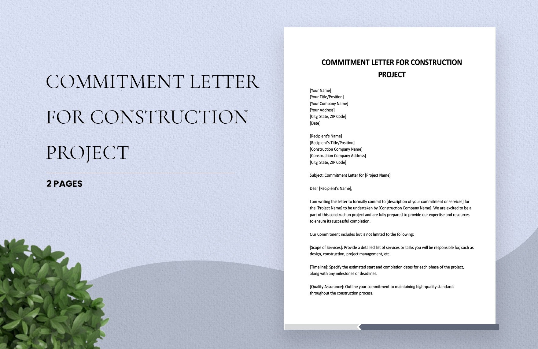 Commitment Letter For Construction Project In Word, Google Docs regarding Commitment Letter Template Sample