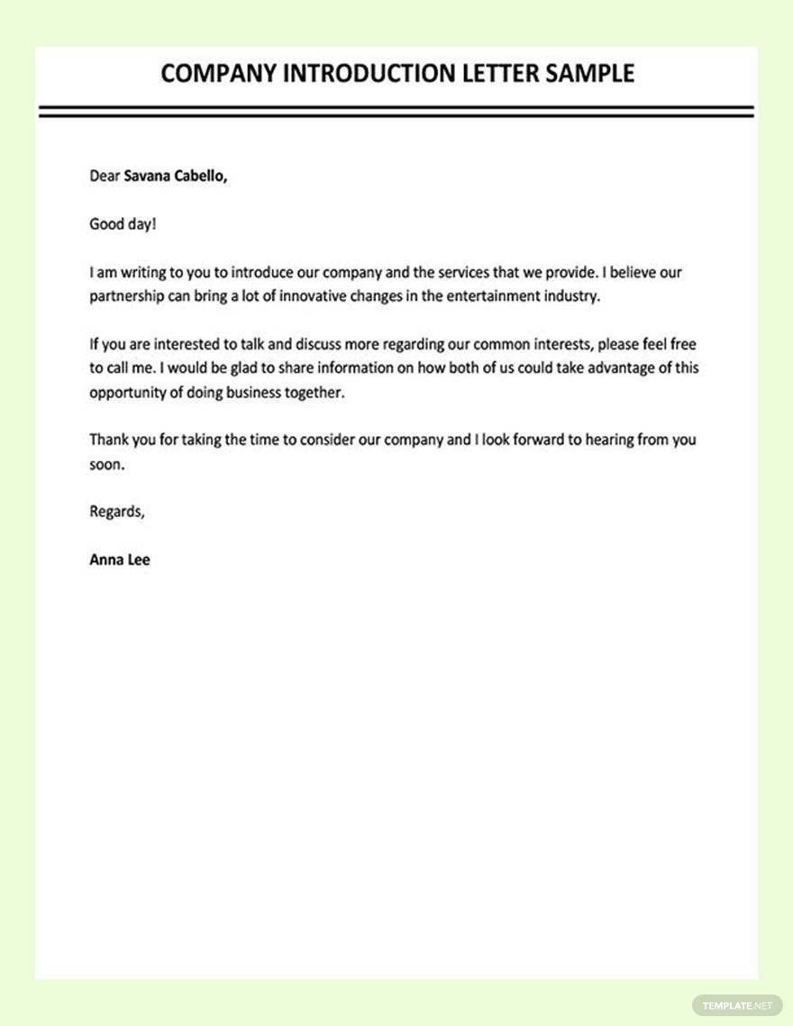 Company Introduction Letter Sample Template In Word, Google Docs with Business Introduction Letter Sample Templates