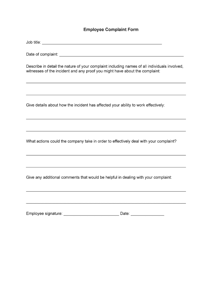 Complaint Form: Pre-Built Template | Airslate Signnow inside Employee Complaint Form Sample Template