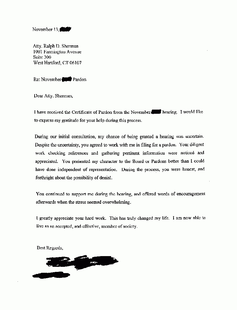 Connecticut Pardons, Connecticut Expungements, Connecticut intended for Pardon Letter Sample Template