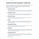 Construction Contract Template   Free To Use For Construction Contract Template Sample