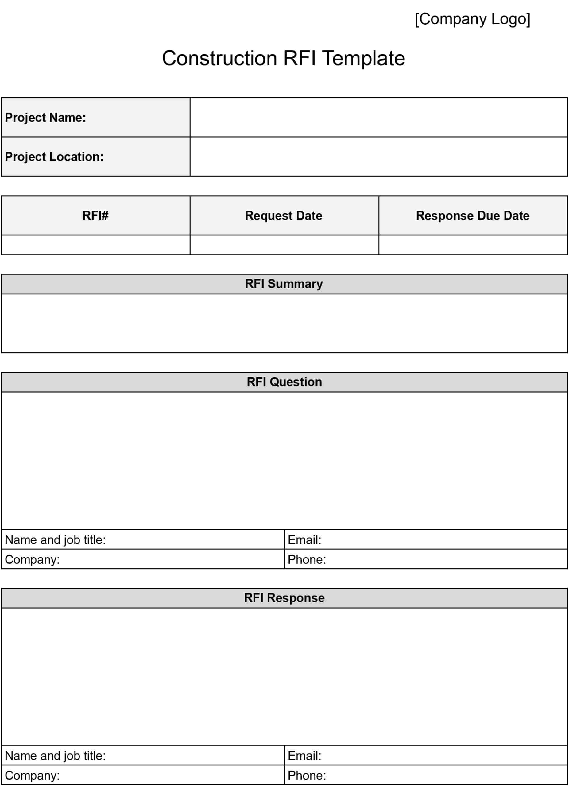 Construction Rfi Templates: Download &amp;amp; Print For Free! intended for RFI Sample Template