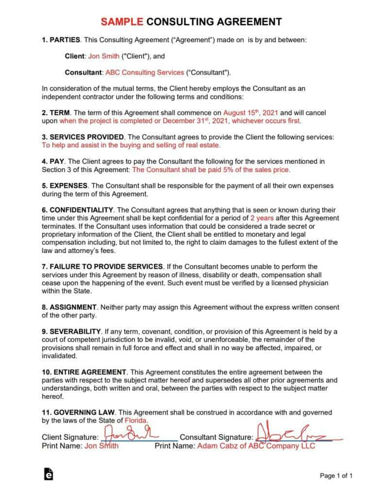 Consulting Agreement: Template, Best Practices, &amp;amp; Examples throughout Consulting Agreement Template Sample