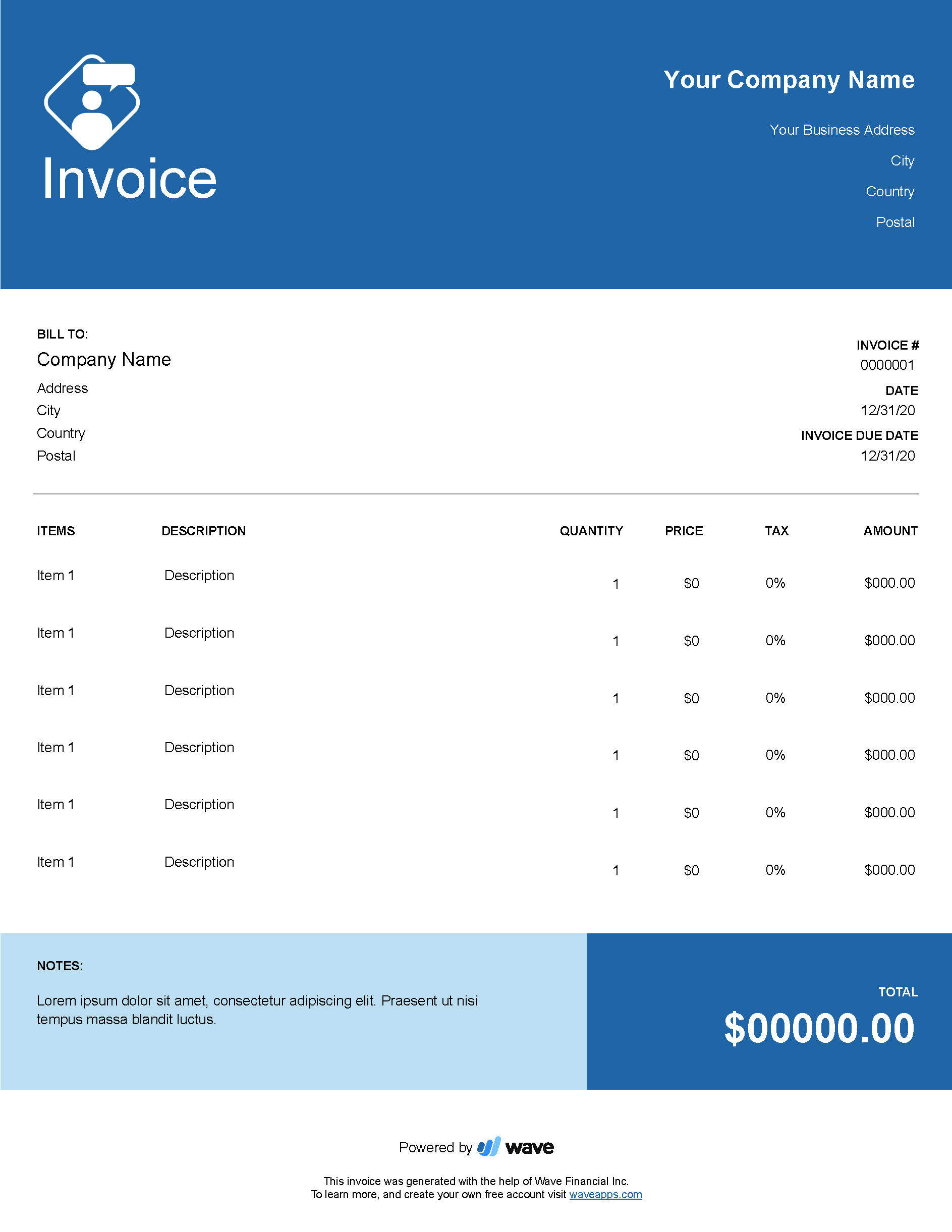 Consulting Invoice Template - Wave Financial inside Consulting Services Invoice Sample Template