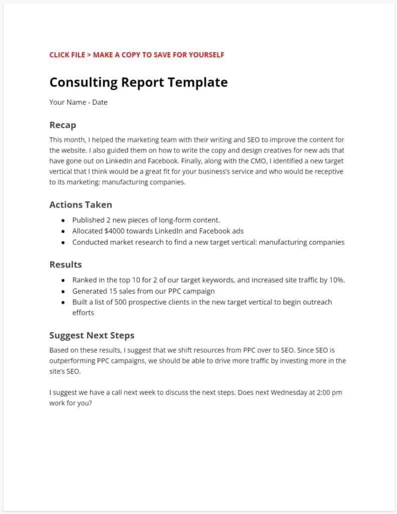 Consulting Report Template (For Any Type Of Consultant with Recommendation Report Template Sample